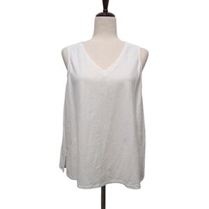 Tianello Erica Tank Top Tencel Rayon Blend White Size Medium